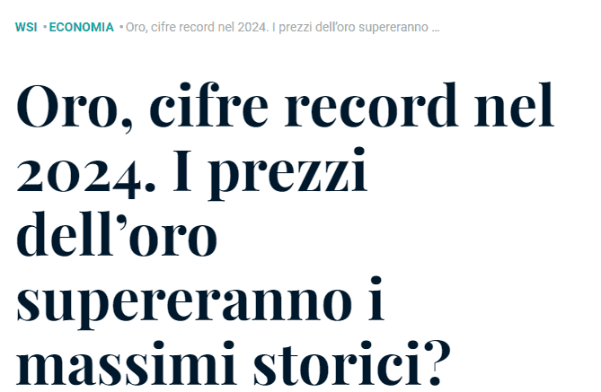 wallstreetitalia oro cifre record nel 2024
